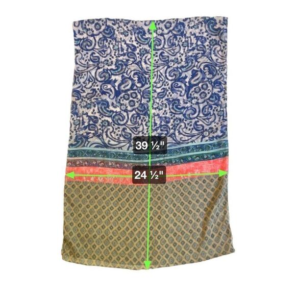 Blue Paisley Rectangle Large Maurices Multicolor Scarf Wrap Head Cover 24.5x79 - Picture 4 of 4